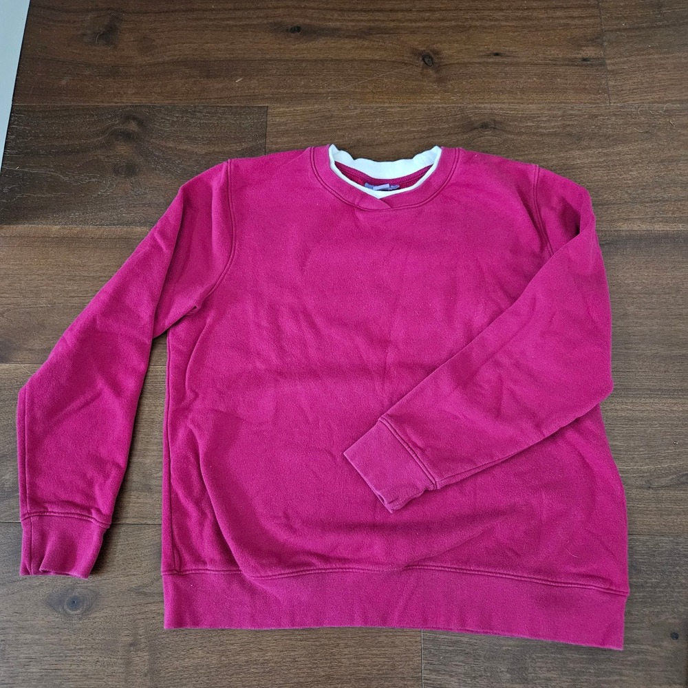 Vtg. Laura Scott Magenta Pink Double Layer Crew Neck Sweatshirt Large grannycore